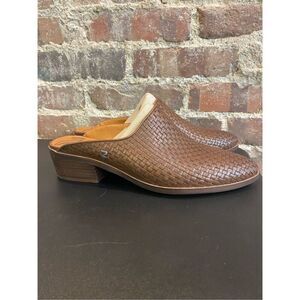 Zodiac  Quartz-3  Brown Leather Basket Weave Pointed Mule Sandals Women’s Size 8